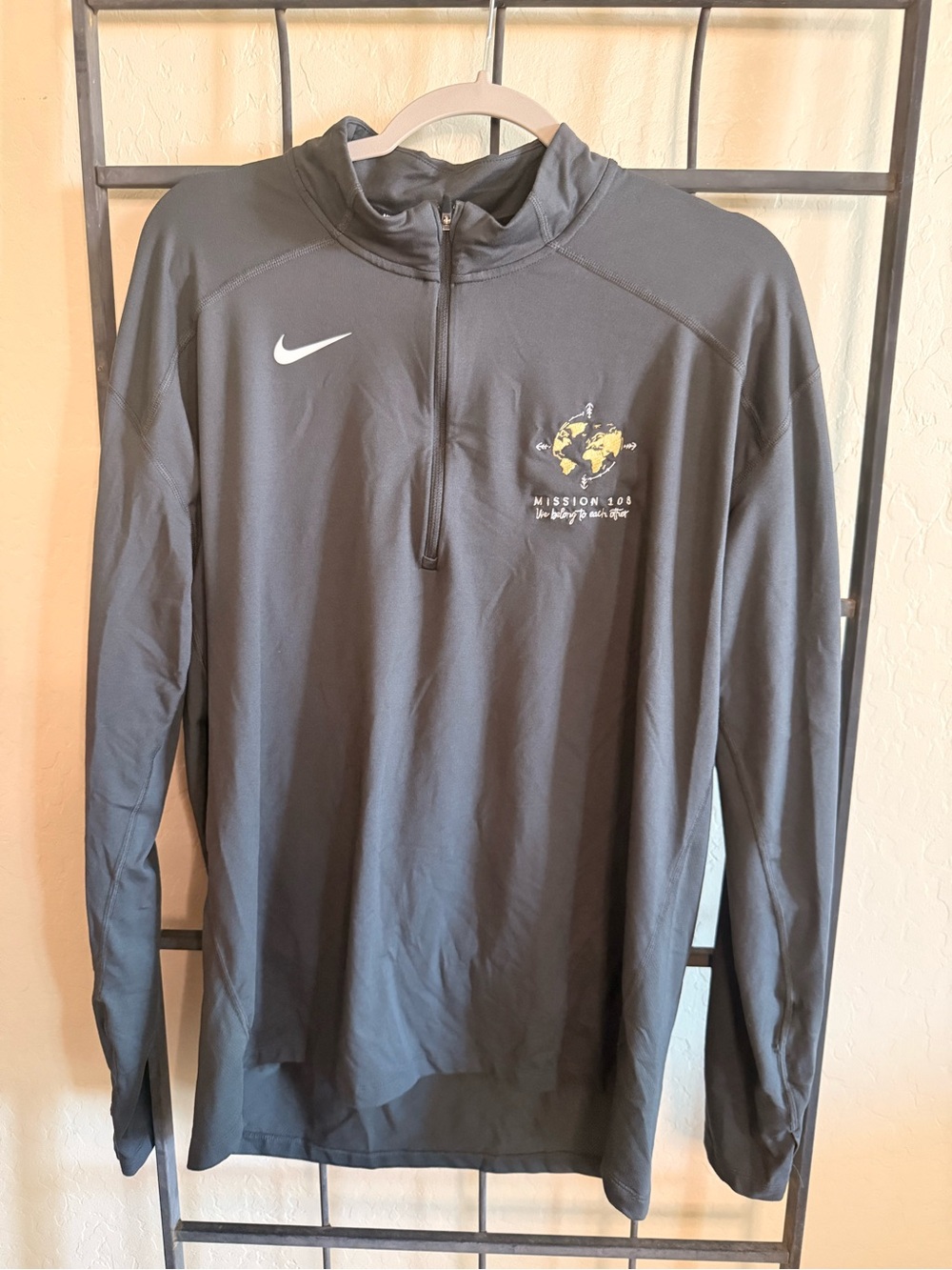 Nike Dri-FIT Mission 108 Men's Black 1/4 Zip Pullover Embroidered Performance